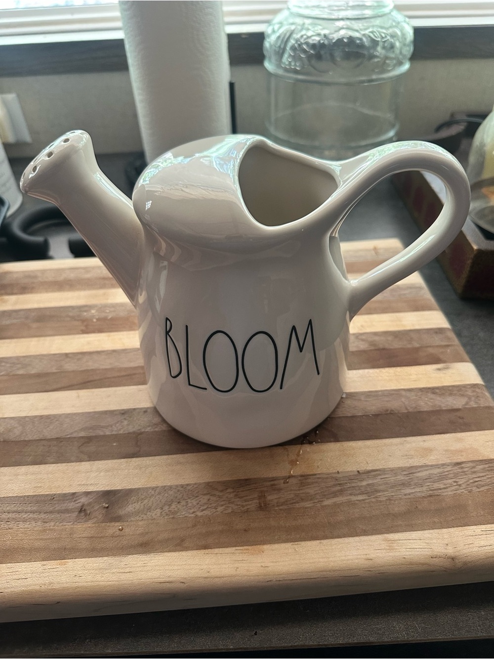 Rae Dunn White Ceramic 'BLOOM' Watering Can